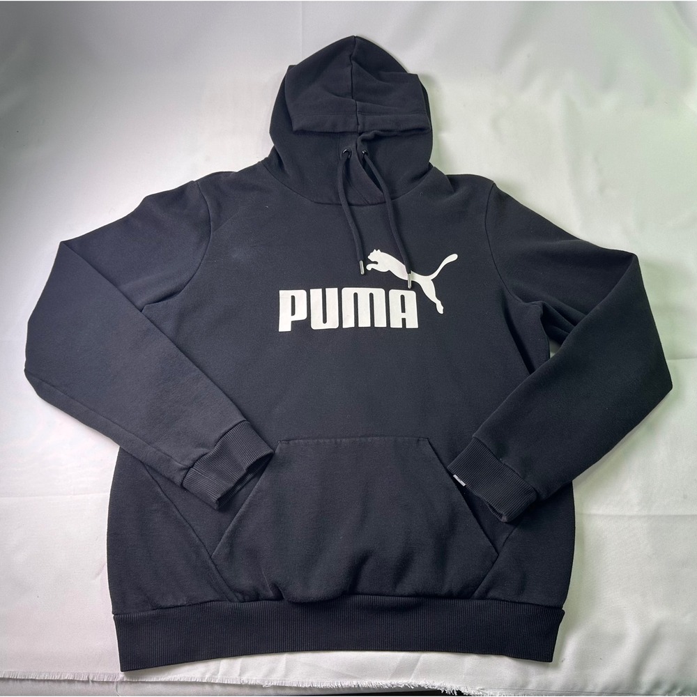 Puma Women's‎ XL Essential Logo Hoodie Black Pullover Sporty Athleisure Comfort